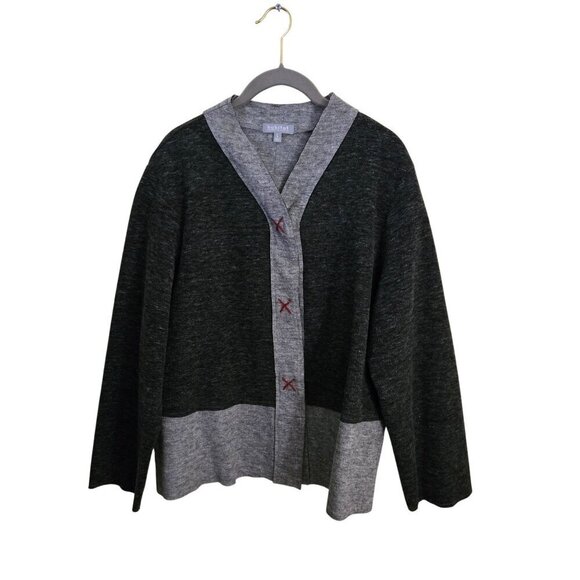 Habitat Gray Colorblock Felt Soft Lagonlook Hidden Snap Closure Jacket Size L - Picture 2 of 8